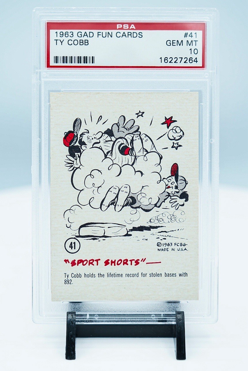 1963 GAD FUN CARDS TY COBB SPORT SHORTS BASEBALL #41 TIGERS GEM MINT PSA 10