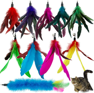 CATENESS Cat Feather Toys Refills, 10 Pieces Cat Wand Replacement Feathers Toy f