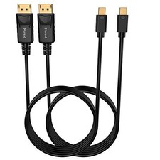 2 Pack Mini DisplayPort To DP Cable 6 FT Gold Plated 4K 60Hz 2K 144Hz Adapter