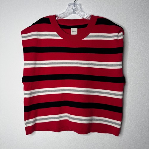 Maeve Anthropologie Red Black Striped Noah Muscle Tank Top Sweater Size Large