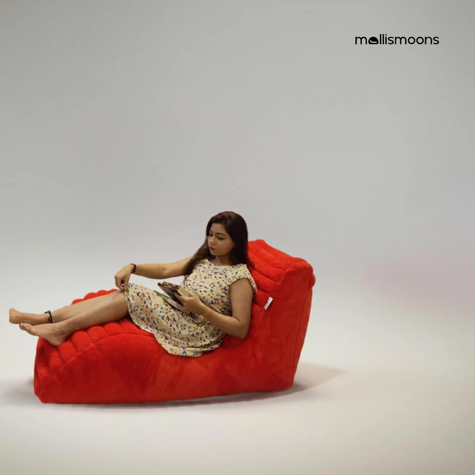 Tumbona Bolsa de Frijoles Silla Sofá Funda Sin Frijoles Imitación Piel Talla XXXL Rojo Foto 3 de 4