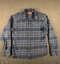 Orvis Men's Big Bear Heavy Weight Flannel Shirt Blue Plaid Size Medium
