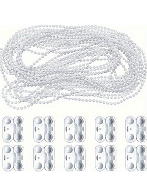 10m Perlenkette +10 Verbinder Set für Rollo Raff Vertikal Zellullo Schnur
