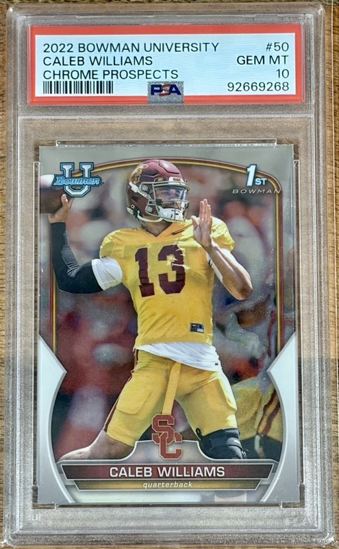 🔥2022 Bowman University Chrome Caleb Williams #50 1st Bowman PSA 10 GEM MINT RC