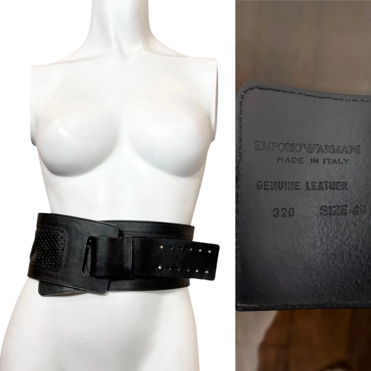 Emporio Armani Roman Stud Buckle Leather‎ Wide Belt Size 30 NWT Leather belt with logo buckle | Emporio Armani main image 2