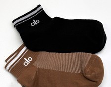 2 pair Brown Black ALO Yoga Half-Crew Throwback Socks Unisex Socks L