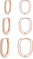 Creolen Silber 925, 3 Paare 925 Sterling Silber Oval Ohrringe Creolen Set FüR