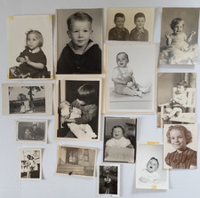Vintage Photo Lot 16 Black White Children Family Portraits Snapshots 1940s-50s