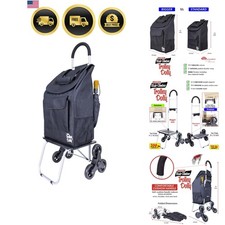 Stair Climber Bigger Trolley Dolly, Black Grocery Shopping Foldable Cart Cond...