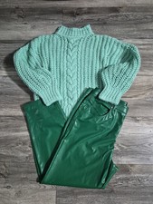 Marc Cain Damen Hose aus Kunstleder N6 / 44 dunkelgrün NP 279€
