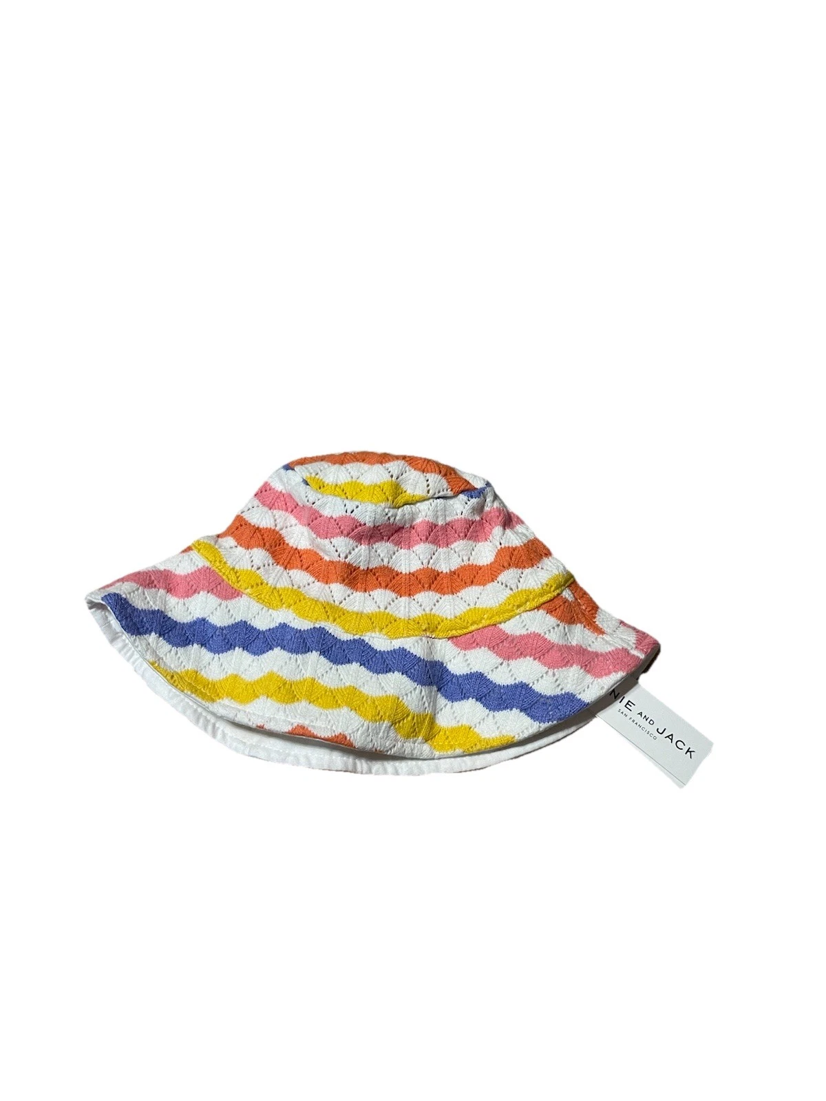 Janie and Jack Striped Crochet Bucket Hat Size 5-6 New H86