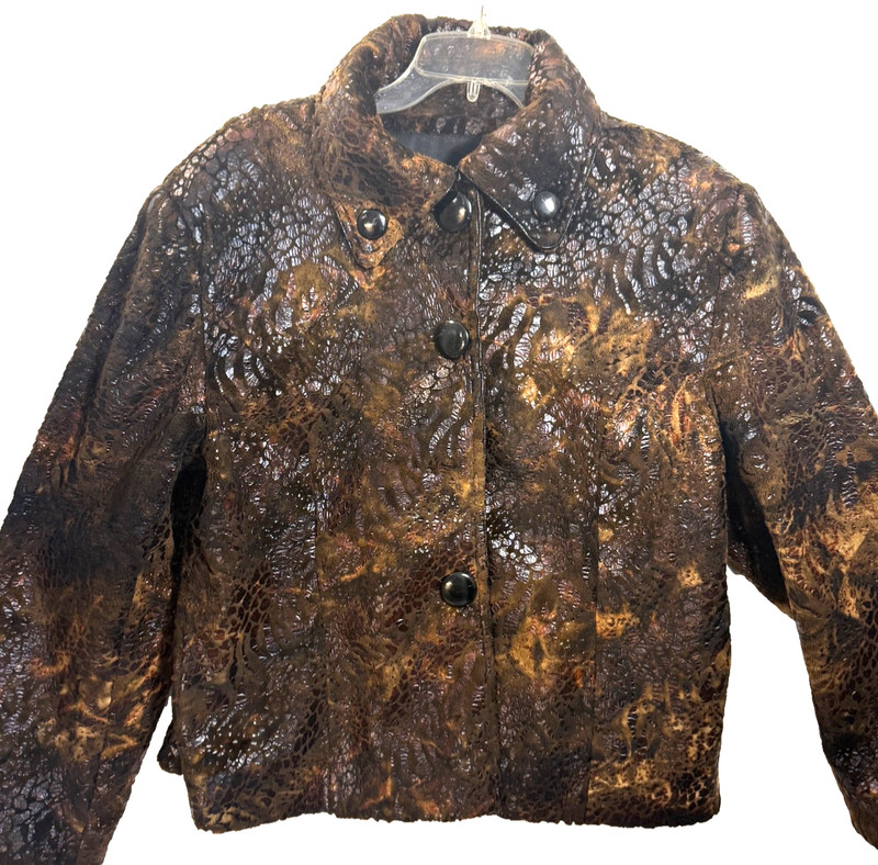 ~Size XL~ OUTERWEAR by Lisa Women's Jacket/Blazer Animal Print Button-up Plush