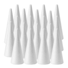 20-Pack Craft Foam Cones 2.9X7.9in White Polystyrene Cone Shaped Foam Foam Tr...