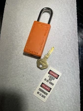 MASTER LOCK 411ORJ Lockout Padlock,KD,Orange,3"H