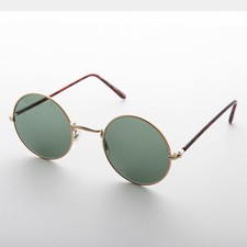 Small Round Gold Hippy Vintage Sunglass Glass Lens - Roma
