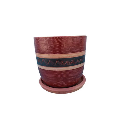 Extra Large Red and Green Terracotta Garden Oasis Collection Garden Planter