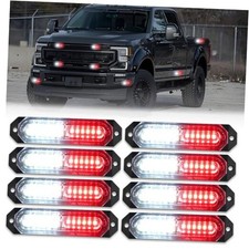 Upgraded 8 Pcs 12 Led Sync Feature Emergency Strobe Lights White Red Lights