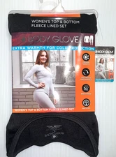 New BODY GLOVE WOMEN L BLACK FLEECE LINED 2 PC SET TOP + BOTTOM 35127 NWT USPSGA