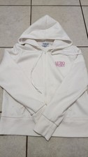 A ropostale Sport Women  s M White Full Zip Hooded Fleece Hoodie Pink Logo