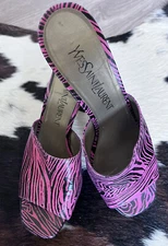 Yves Saint Laurent Size 7 Pink Animal Print 👠 Beautiful Great Condition Mules