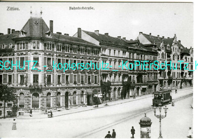 Zittau Straßenbahn Triebwagen 16 Bahnhofstraße Kopie-AK