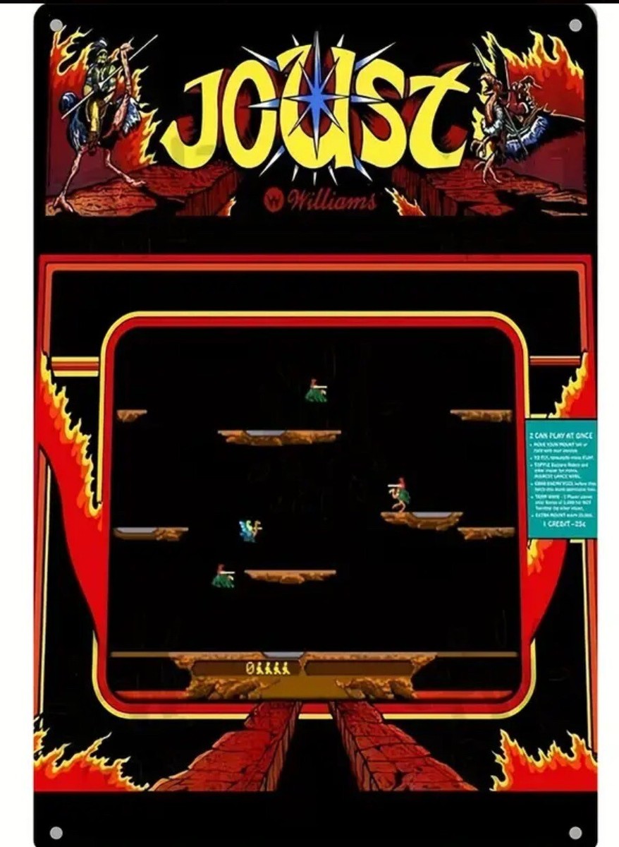 JOUST ARCADE VIDEO GAME SCREEN SHOT SIGN 8