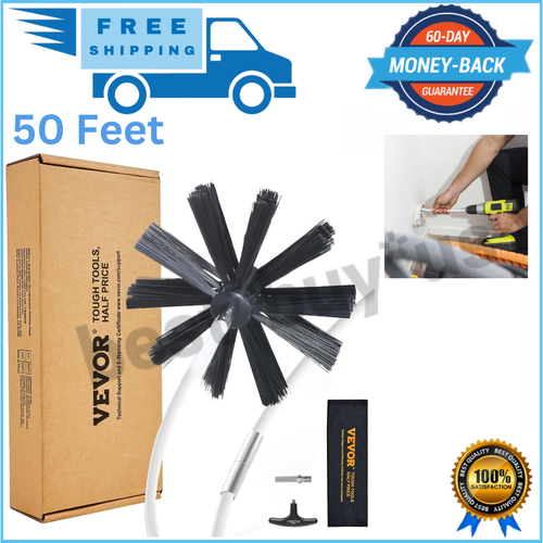 50 FEET Dryer Vent Cleaner Kit 37 Pieces Duct Cleaning Brush Reinforced...
