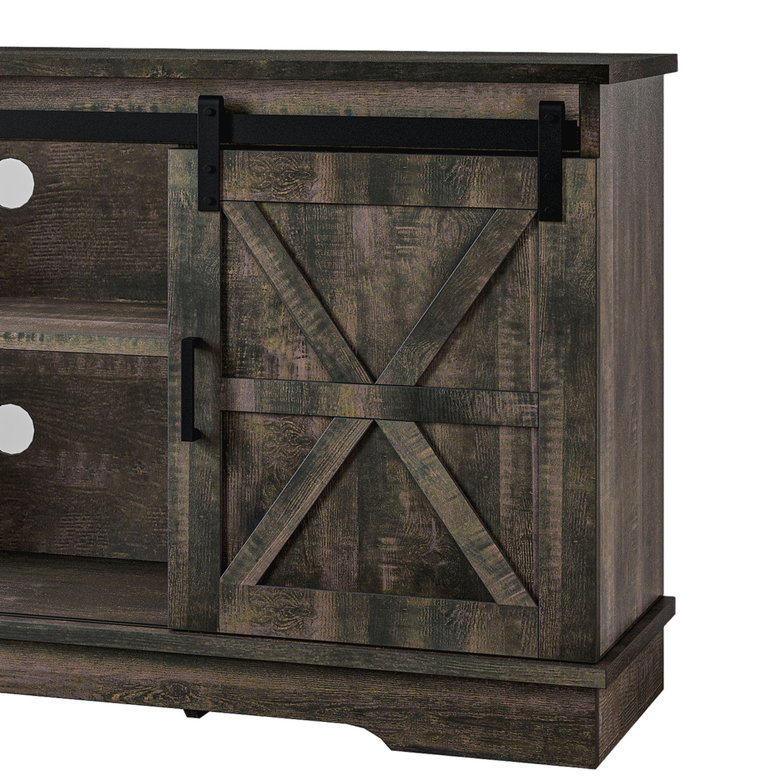 Rustic TV Stand Cabinet with Sliding Barn Doors for 65 Inch TVs Media Console