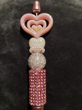Fancy Beadable Pen With 1- Free Refillable Ink  Heart Glow Bead
