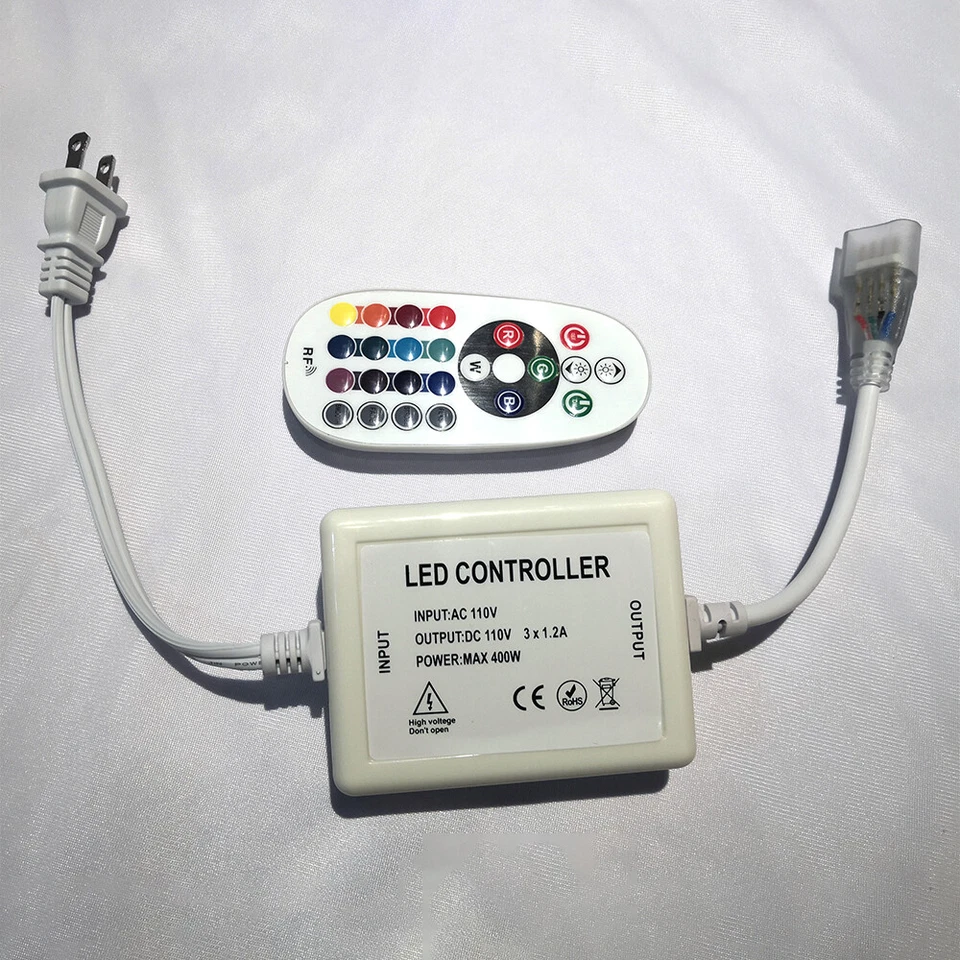 220V 32.8ft 24-Key RGB LED Neon Rope Light Vibe Tube Home Party Garden Decor - Image 4 of 4