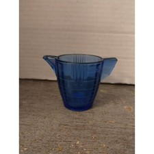 Akro Agate Clear Cobalt Stacked Disc  Panel Child's Pitcher