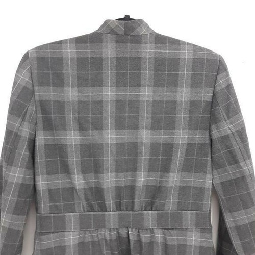 New York & Company Blazer Academia Plaid Single Breasted Button Peplum Gray 4 - Picture 8 of 12
