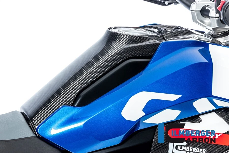 BMW R1300GS 2023 23 Ilmberger Brillo Fibra Carbono Tanque Cubierta Compartimento de Almacenamiento Foto 4 de 4