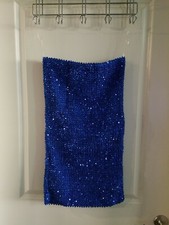 Women Blue Sequin Zipper Back Dress Size M