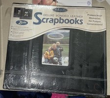 Lot Of 2 Memory Stor Deluxe Bonded Stitch Leather Scrapbook Album 12x12 Black