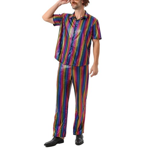 70s Disco Costume Cosplay Costumes Vintage Men Music Party Outfit Casual Fashion - Picture 34 of 46