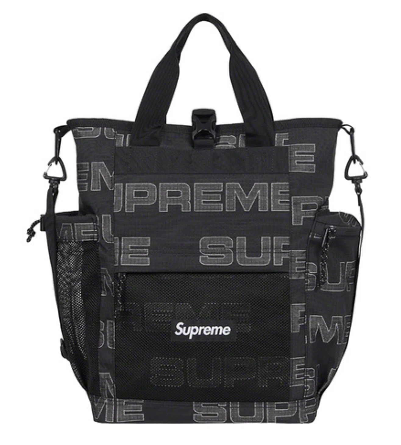 Sac fourre tout utilitaire Supreme noir logo boîte en relief automne hiver 2021 FW21 neuf
