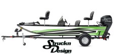 Green Black Retro Tech White Fishing Boat Wrap Abstract Fish Decal US Vinyl
