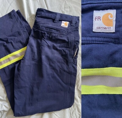 A CARHARTT FR 42x28 63685-20 Flame Resistant Navy REFLECTIVE Safety