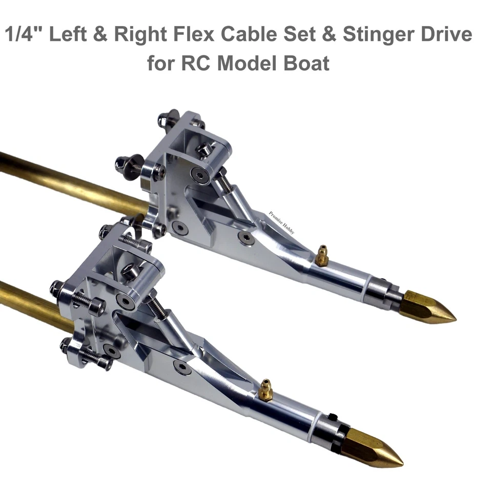 1/4 Left & Right Flex Cable Set w/ Stinger Drive for Gas Nitro Electric RC Boat - Image 2 of 4