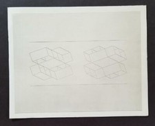 Josef Albers Embossed Linear Construction Mounted b/w Offset Lithograph 1973
