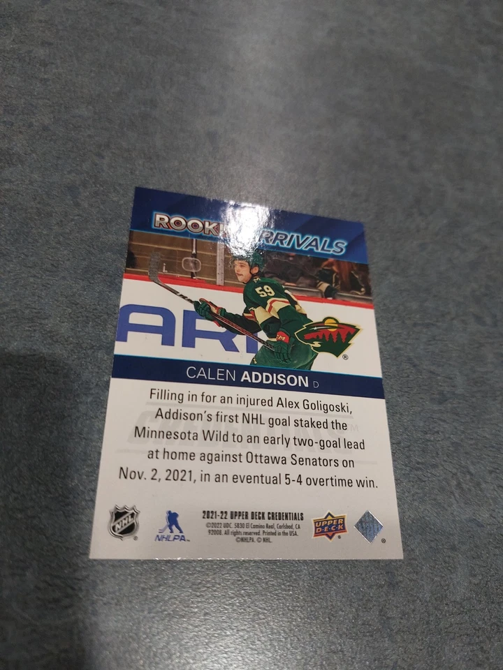 2021-22 Upper Deck Credentials Rookie Arrivals RA-37 Calen Addison - Image 2 of 2