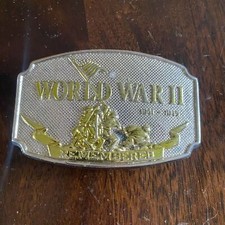 World War II Remembered Belt Buckle Vintage 1941-1945 D.I.I. 1992