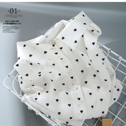 Chiffon Polka Dot Short-sleeved Shirt Women's Summer Fashion Button Lapel Top - Picture 10 of 21