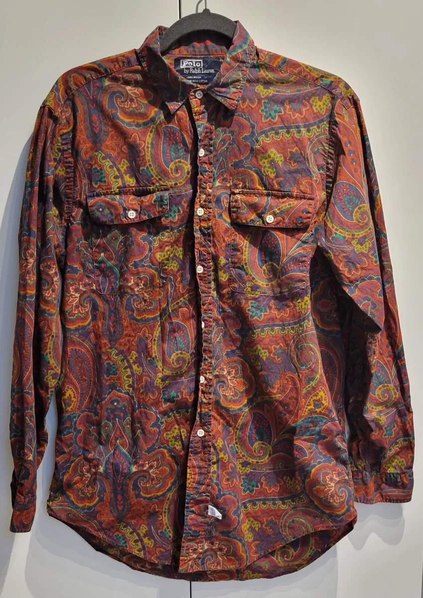 Vintage Polo Ralph Lauren Paisley Button Down Shirt Size M Medium 90s