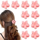 10Pcs Pink 1.7" Mini Flower Hair Claws Matte Cute Clips for Thin Hair