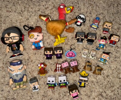 Large FGTeeV Toy And 4 Book Lot - Turkey Plush, Figurines, Key Chain, Micro Stax