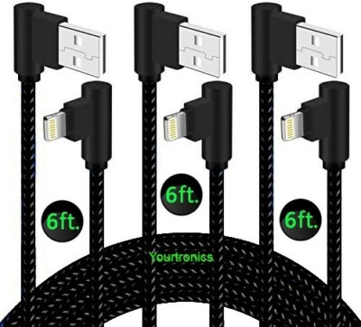 20 PACK 6ft 90 Degree Angle Fast Charging Cable Quick Charger Charge Power Cord 