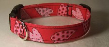 Wet Nose Designs Funny Valentine Textured Hearts Dog Collar Valentines Day Pink