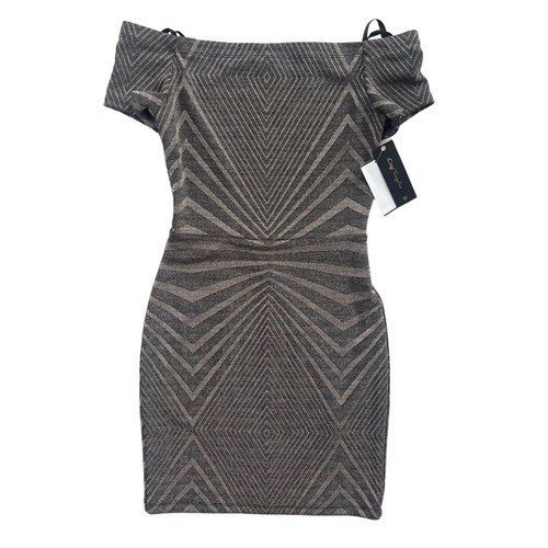 City Triangles Women’s Sz 3 Black Blush Metallic Knit Off Shoulder Bodycon Dress